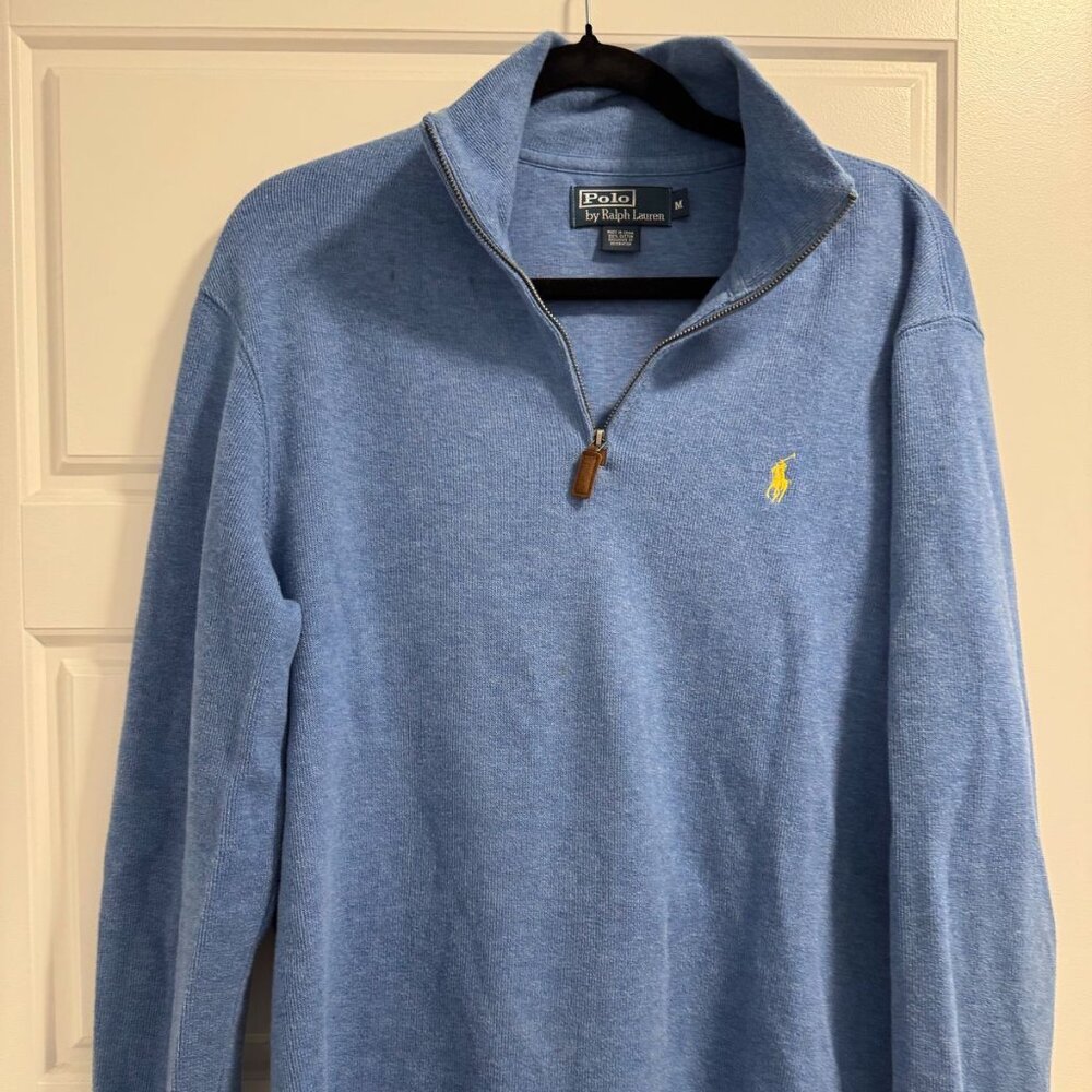 Polo Ralph Lauren Men’s 1/4 Zip Pullover — Blue | Size M (Excellent Condition)